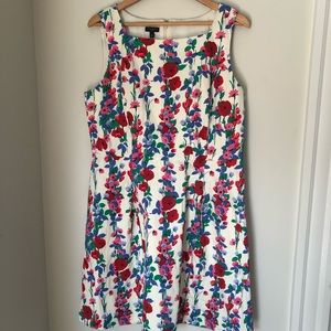 NEW TALBOTS Petite White Floral Dress 16P